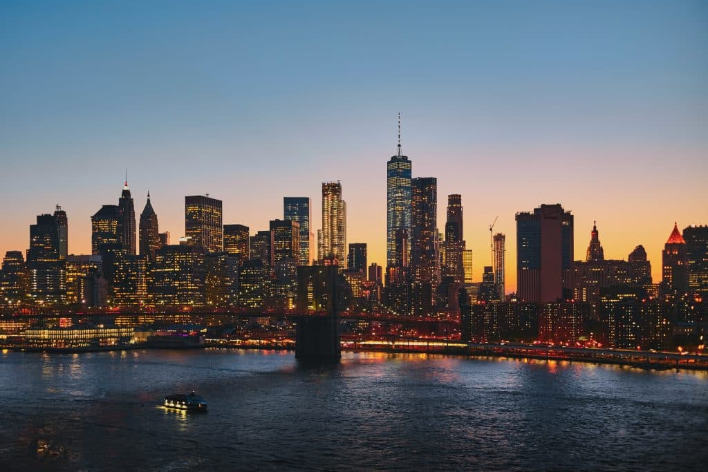 Manhattan skyline and residential buildings