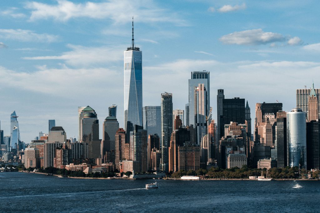 Manhattan residential high-rise buildings; illustrative view of New York City property market