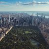 Manhattan skyline and Central Park, illustrative image for office mortgage refinancing; not an identified photo of the General Motors Building