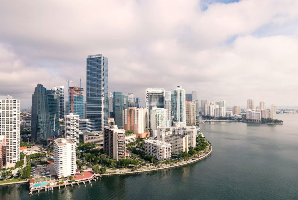 Aerial view of downtown Miami and Brickell skyline, illustrative image not depicting the proposed Faena towers