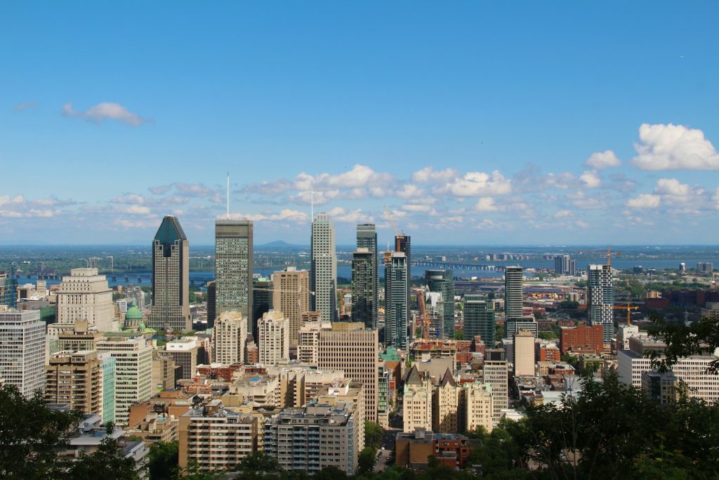 Montreal Quebec skyline viewed from Mount Royal, illustrating the market affected by the Centris data agreement