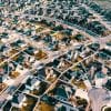 Aerial view of residential neighborhood; representative editorial image.