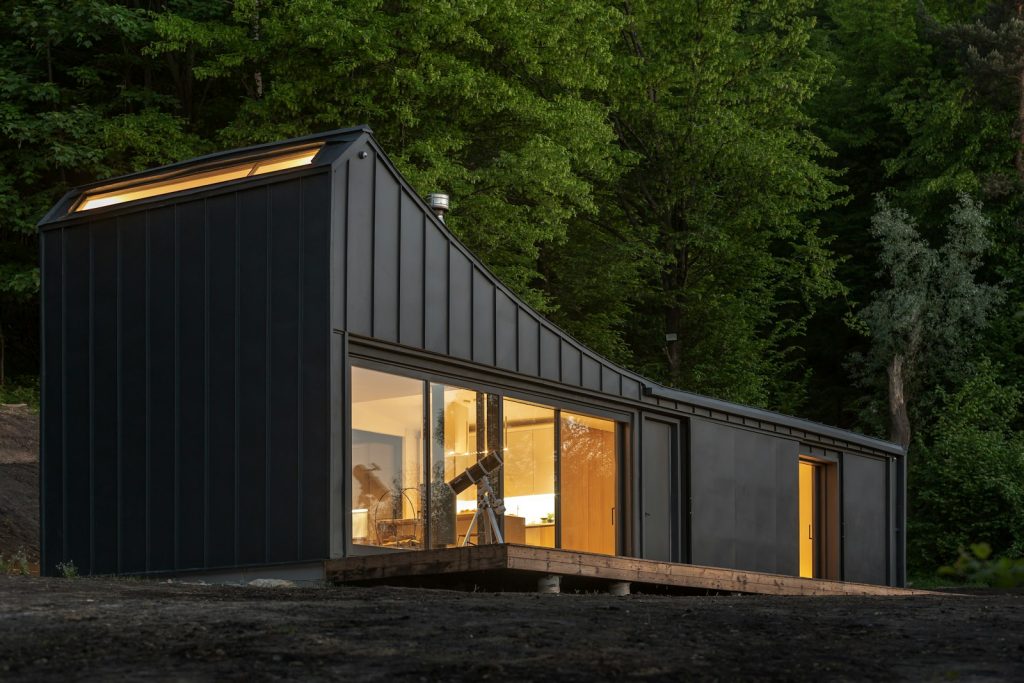 Prefabricated modular home structure, illustrating off-site housing construction