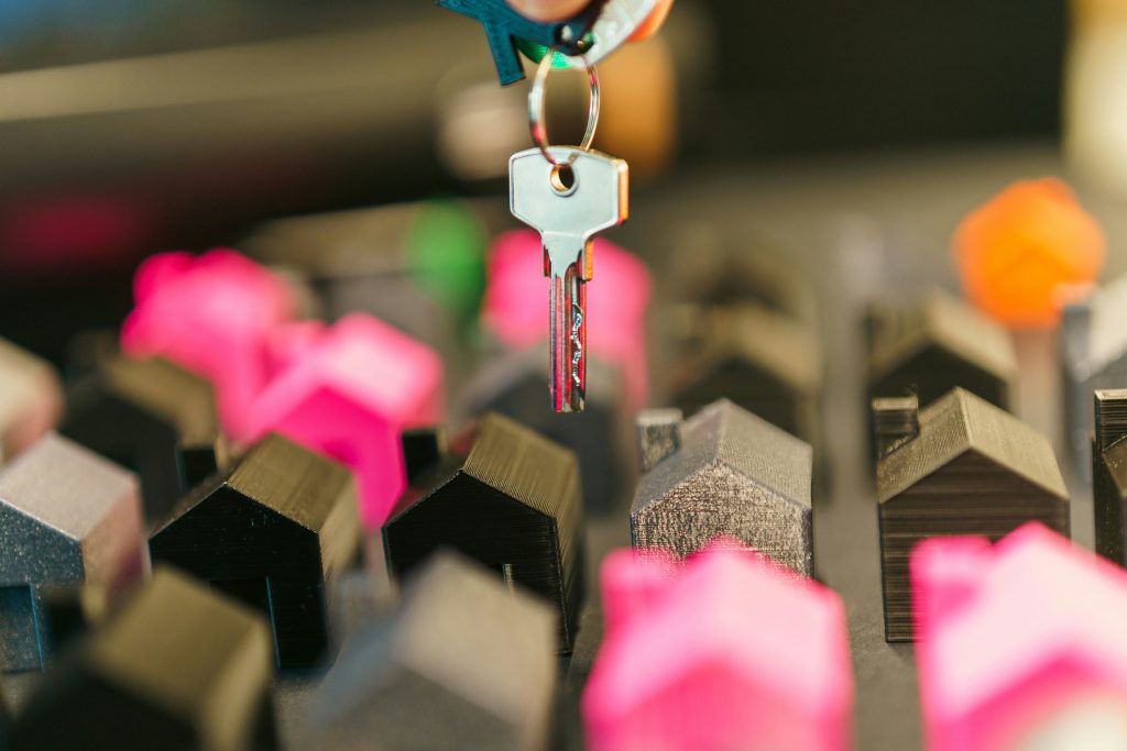 House keys and property paperwork representing home-equity title insurance; illustrative image