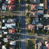 Aerial view of residential neighborhood, illustrative of housing lending