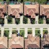Aerial view of residential houses, illustrative for mortgage credit risk transfer