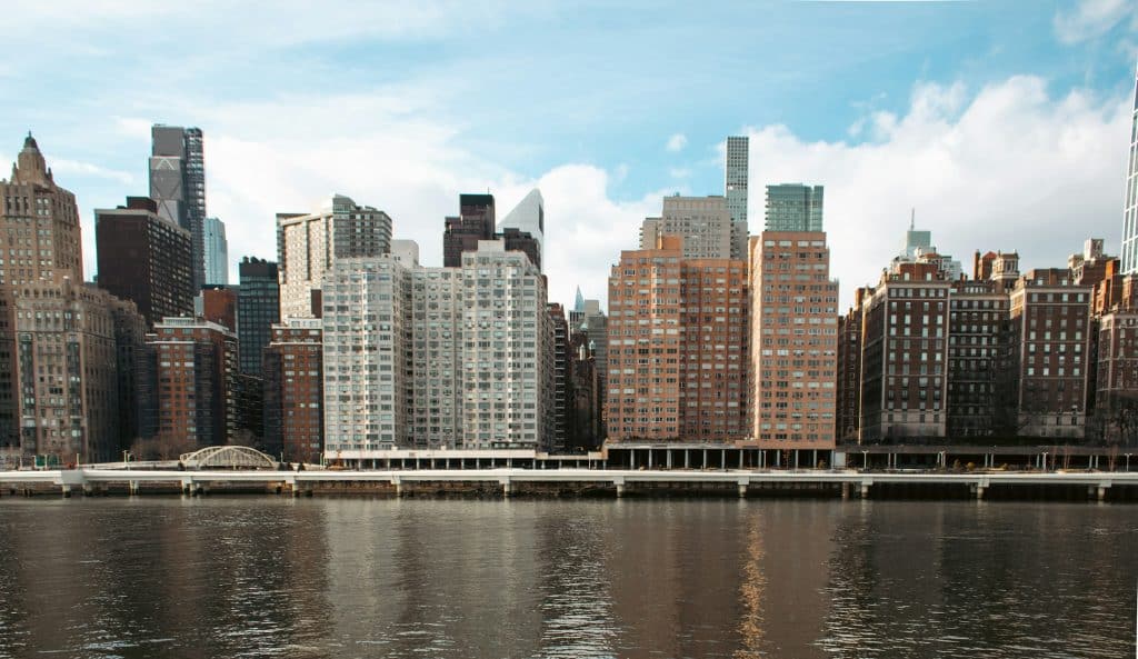 Illustrative urban residential towers; not Gables Station or Left Bank